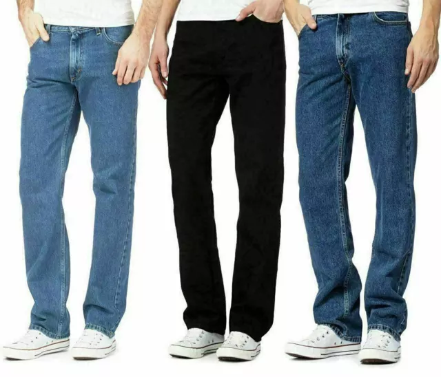 Mens Straight Leg Basic Heavy Work Jeans Regular Denim Pants All Waist Sizes