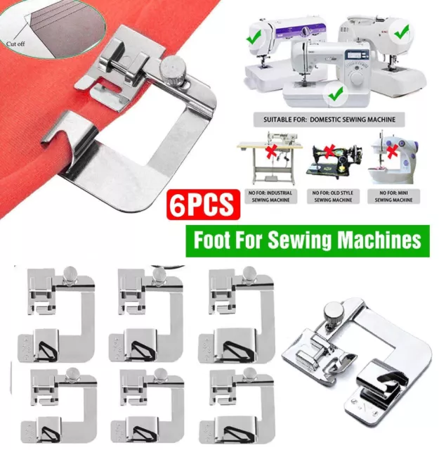 Narrow Rolled Hem Foot Domestic Sewing Machine Snap On Presser Hemmer Feet Set