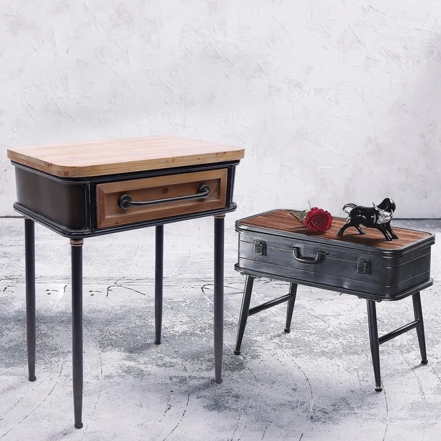 End Table w/ Drawer Nightstand Fit Bedroom Farmhouse Side Table Living Room