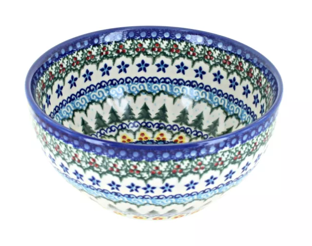 Blue Rose Polish Pottery Holiday Pine Cereal/Soup Bowl