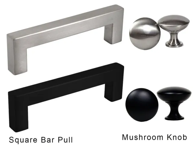 Square Bar Pull Drawer Handle Knob Kitchen Cabinet Hardware Black Nickel KPT