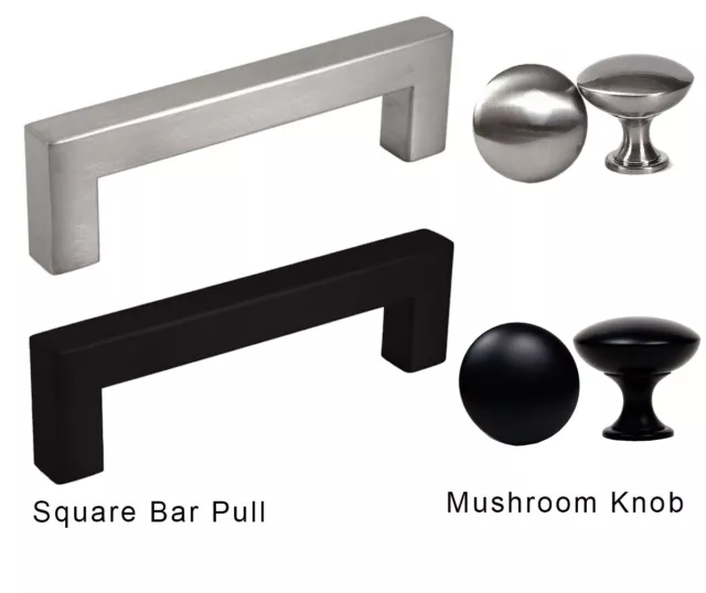 Square Bar Pull Drawer Handle Knob Kitchen Cabinet Hardware Black Nickel KPT