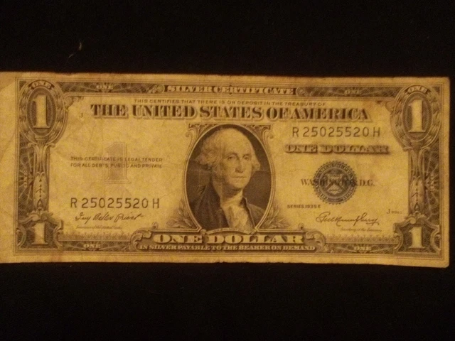 1935 Series E One Dollar Blue Seal Note Silver Certificate Old US Bill $1 Money