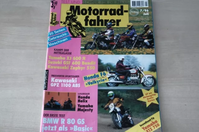 1) Motorradfahrer 07/1996 - BMW R 80 GS Basic mit 50 - Kawasaki Zephyr 550 mit
