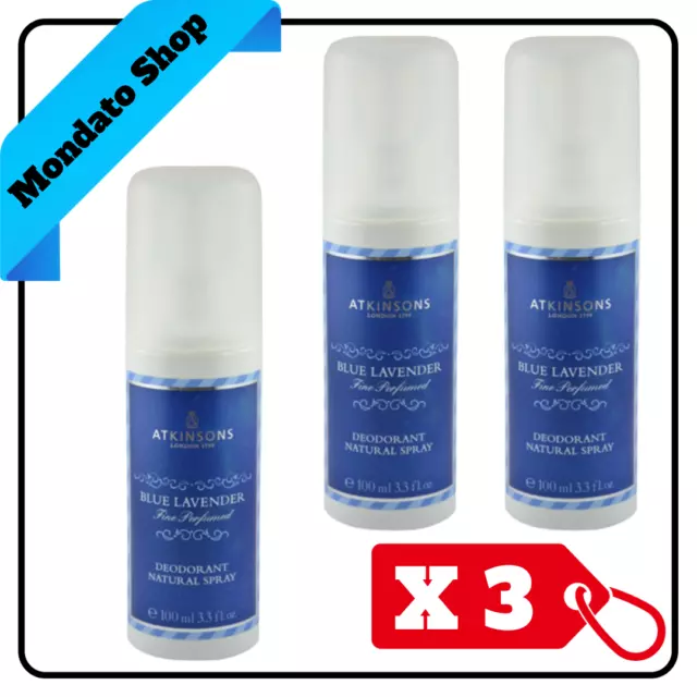 DEODORANTE  ATKINSON BLUE LAVANDER 100ml NO GAS (X3)