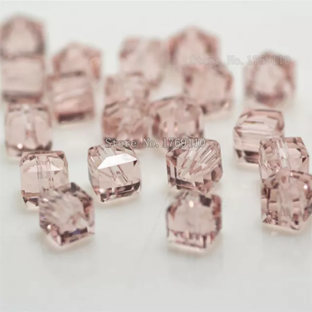 Square Crystals Glass Bead Charm Loose Spacer Beads Jewelry Makings 6mm 100Pcs