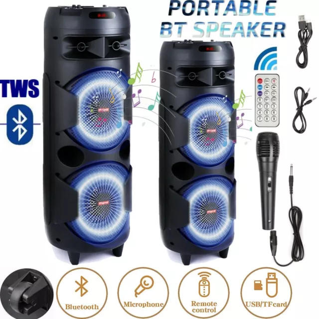 5000W Portable Bluetooth Speaker Sub woofer Heavy Bass Sound Party System W/ Mic