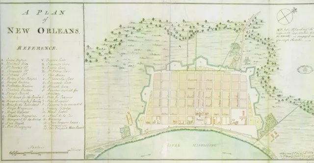 Splendid Historic Mounted Map New Orleans Military Plan 1769 Under Spanish Rule