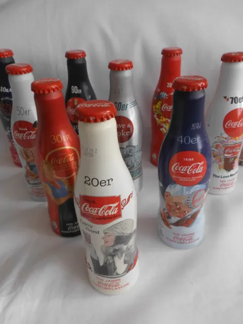 10 X  Original Coca Cola Alu Bottle 100 Jahre Konturflasche Neu OVP siehe Fotos 3
