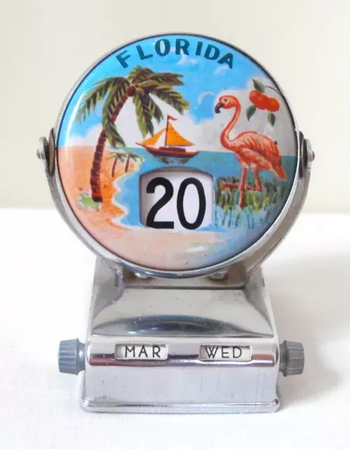 Vintage 1950's Palm Tree & Flamingo Florida Perpetual Flip Calendar  Souvenir
