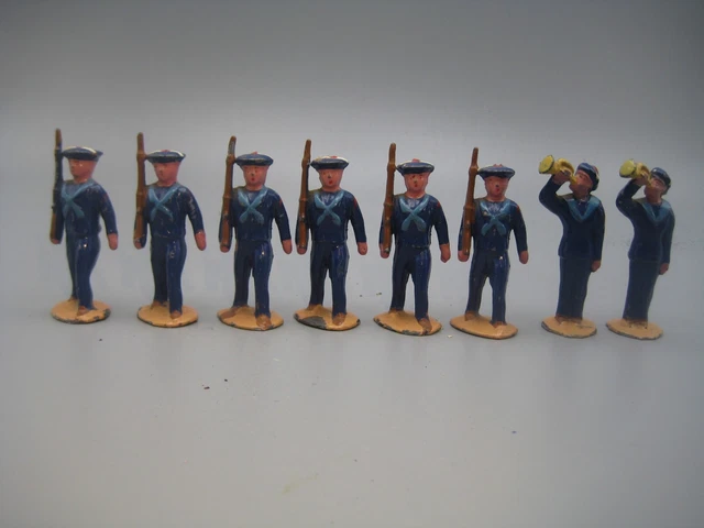 Plomb creux 3 Marins fusil sur l'épaule -Soldat plomb creux Marine