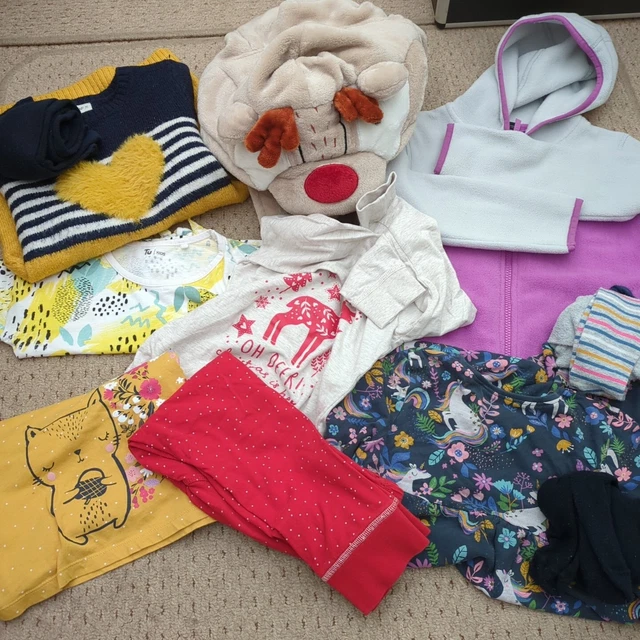 girls clothes 5-6 years bundle Next dress reindeer dressing gown christmas PJs