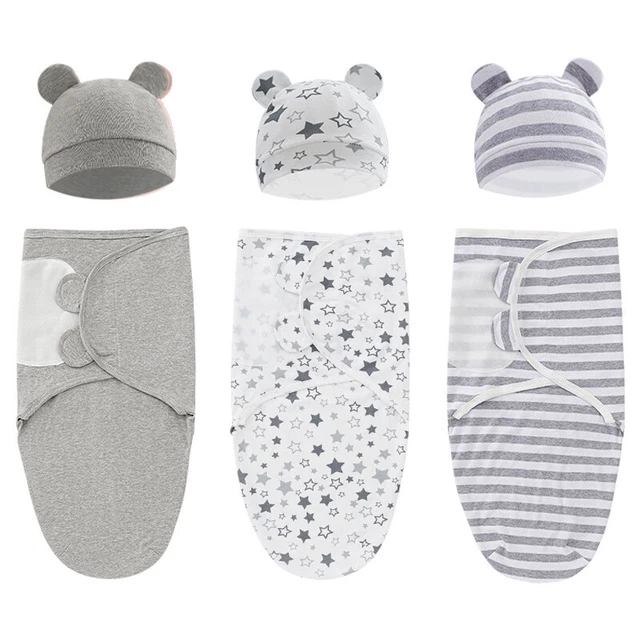 Bébé Emmailloter Couverture Drapé Chapeau Ensemble Réglable Nouveau-Né 0-3 Mo ,