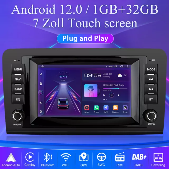 7" Für Mercedes Benz W164 GL320 ML350 X164 Autoradio Android 12.0 GPS Navi WIFI 2