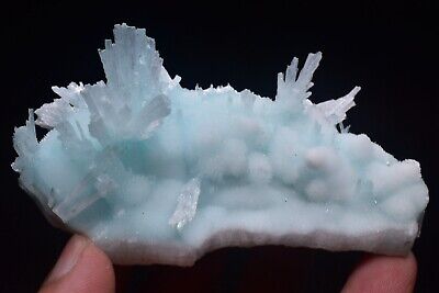 128 Natural Acicular Blue Aragonite Crystal Cluster Rare Mineral Specimens China