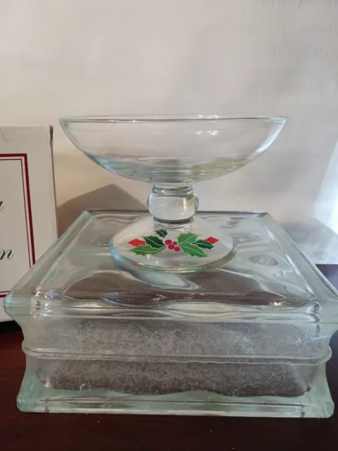 1981 Avon Holiday Hostess Collection "HOLIDAY DESSERT COMPOTE" Glass Dish Xmas