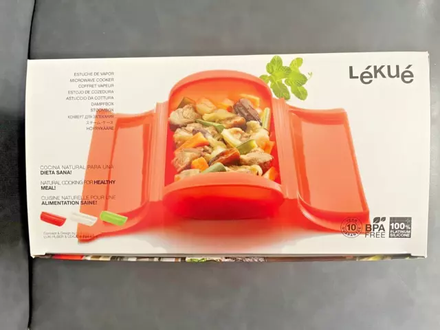 Lékué Steam Case 1-2 pers, Silicone, Red, 12.4 x 24 x 5 cm