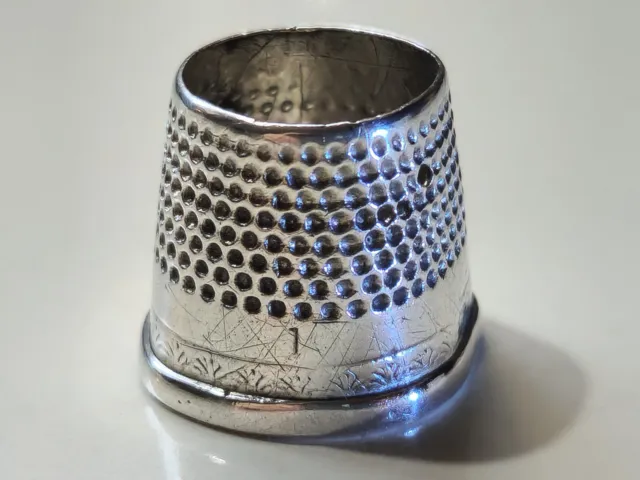 Antique Sterling Silver Tailors Thimble size 10 Unknown maker c1860's-1870's