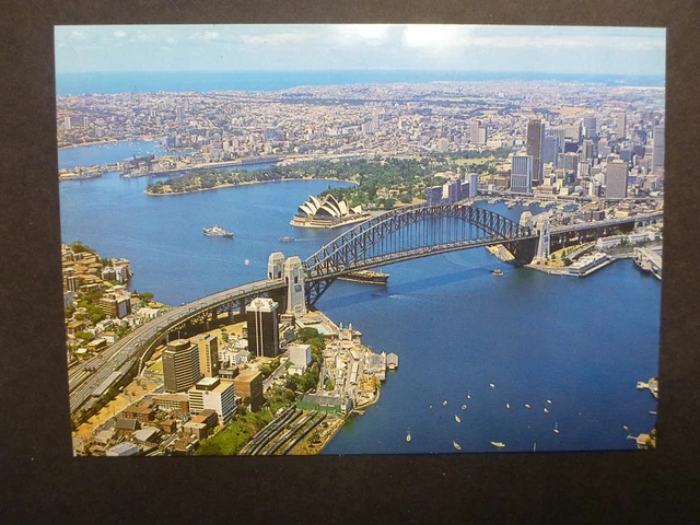 Retro Australian Postcard- Aerial View Sydney Harbour