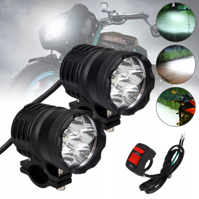 2X Motorrad LED Scheinwerfer Arbeitsscheinwerfer Zusatzscheinwerfer mit Schalter