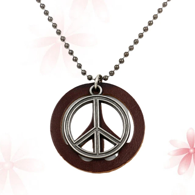 2 Stück Retro Peace Charm Halskette Peace Sign Anhänger Schmuck Mode Pullover 8