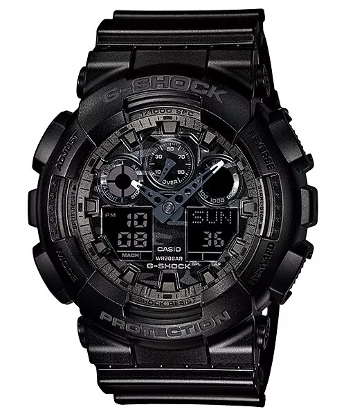 Casio G-Shock Analogue/Digital Mens Camo Black Watch GA100CF-1A GA-100CF-1ADR