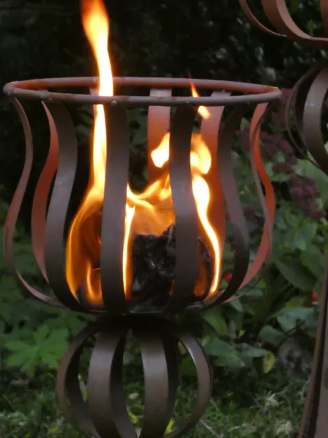 "La Candela"  Feuerkorb mit Fuß Flammenkorb Edelrost Metall 4 Grö. Pflanzkorb 3