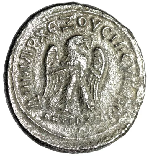 LARGE Silver Billon Tetradrachm Roman Coin w COA Eagle with Wings Open CERTIFIED