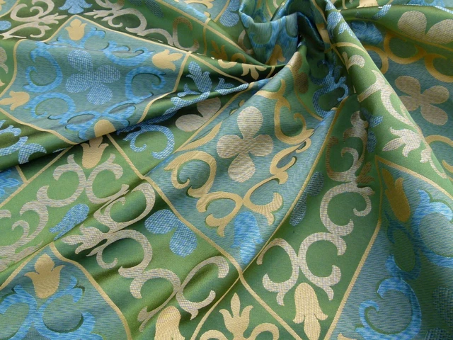 BTY Scalamandre Clarion Emerald Isle Middle Age Woven Silk Lampas MSRP$160/Y OWW