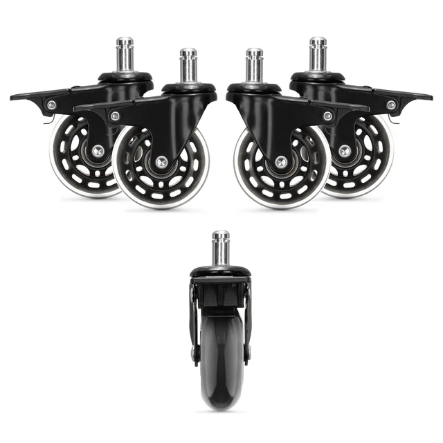 5x roulette pour chaise de bureau - Roue de rechange 10 / 22 mm pour sol dur