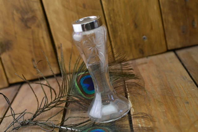 Vaso in vetro taglio argento sterling, Birmingham 1911, Tovagliolo & Davenport