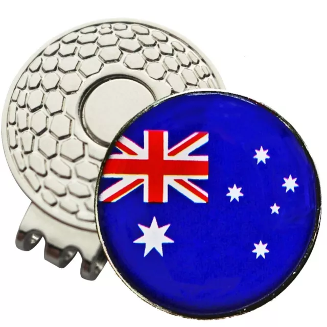 1 x New Magnetic Hat Clip Australian Flag Golf Ball Marker For Golf Hat/Visor