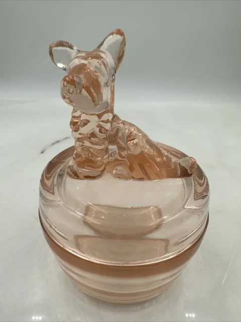 Vintage Jeannette Marigold Carnival Glass Scottie Dog Vanity Powder Jar Dish