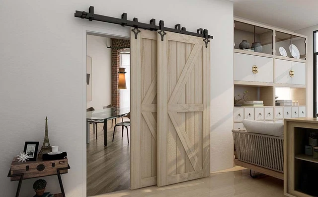 5'-16' Sliding Barn Door Hardware Closet Track Kit For Single/Double/Bypass Door