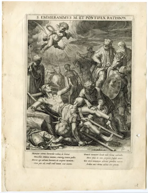 Antique Master Print-SAINT EMMERAM OF REGENSBURG-BISHOP-Kager-Sadeler-1615
