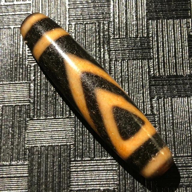 Energy Tibetan Old Agate 1Eye peak Totem dZi Bead Amulet 11*49mmC018