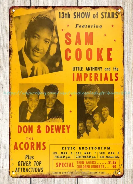 1959 Sam Cooke, Little Anthony Imperials Civic Auditorium Concert metal tin sign