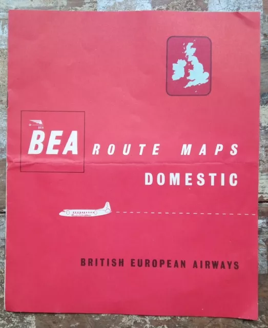 British European Airways Airline BEA BOAC BA Route Map 1956/ 57