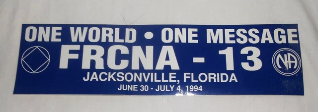 Pegatina de la Convención de Narcóticos Anónimos FRCNA 13 1994 Un Mundo Un Mensaje