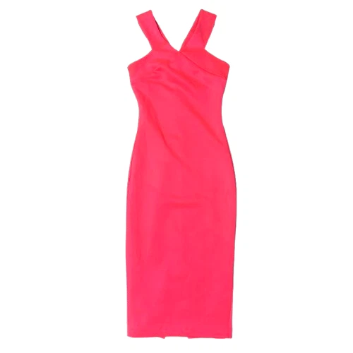 open lace back dress Jesian Bardot midi dress in bright pink | Ted Baker main image 0