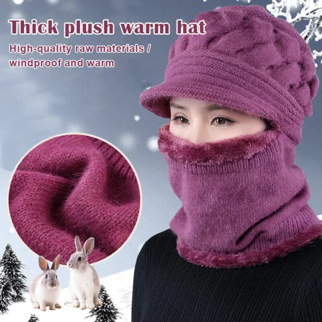 Women Knitted Hat Scarf Neck Bib Beanie Face Cover Winter Warm Snow Ski Cap New