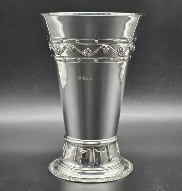 Antique Victorian Sterling Silver Large Heavy Vase/UK/London/Robert Stewart/1923