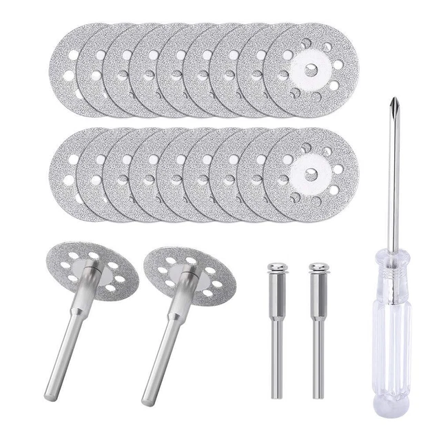 545 Diamond Cutting Wheel (22mm) 20pcs with 402 Mandrel (3mm) 4pcs & Screwdriver