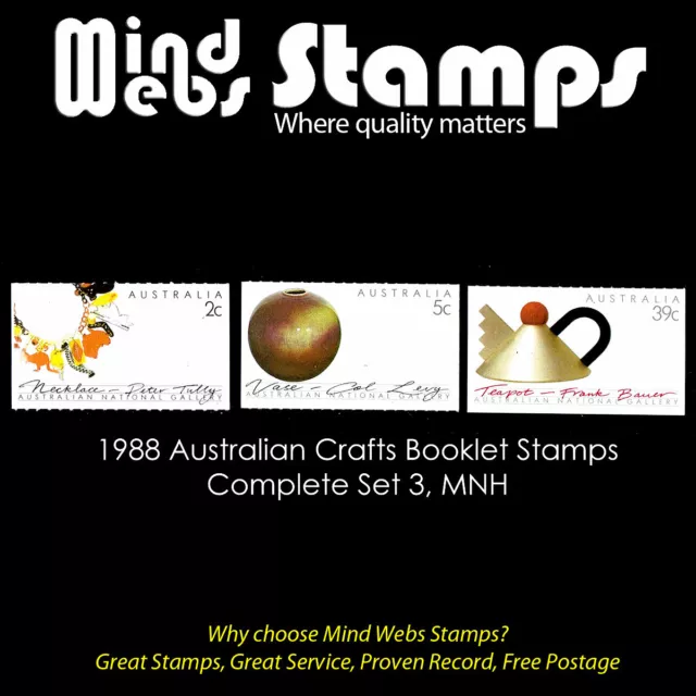 Australian Decimal Stamps 1988 Australian Crafts Booklet Stamps (Set of 3) MNH