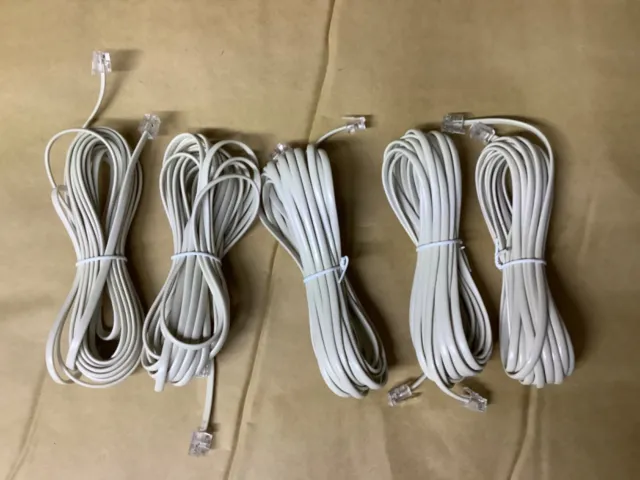 Beige 15' ft Telephone Modular Line Cord Phone Cable Extension Wire RJ11 VWLTW