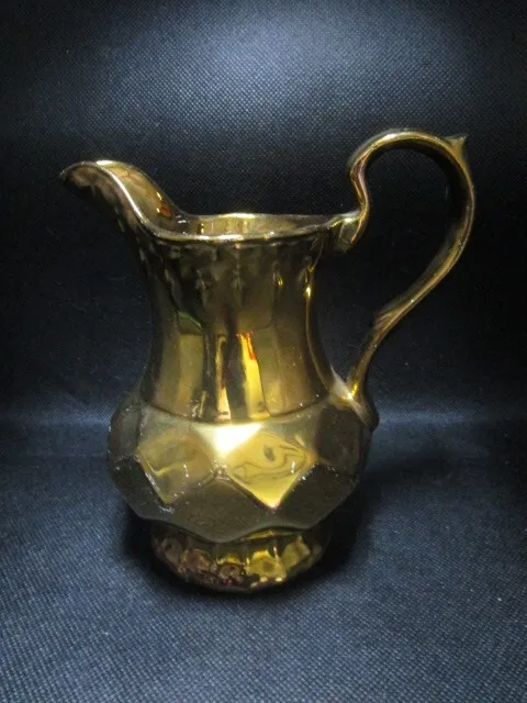 Wade of England Copper Lustre ware Small Pitcher, Rose Gold, Diamond Pattern