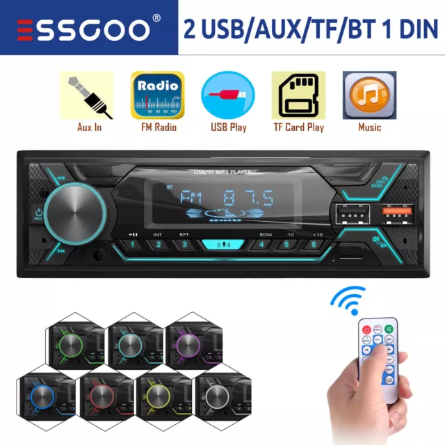 Car Radio Stereo Single DIN FM/AM Stereo MP3 Player Head Unit USB AUX Bluetooth