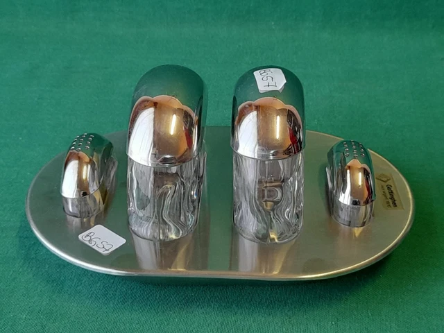 Set Vintage Sale Pepe Aceto Olio Gottinghen Taddei Sestini Inox 18/10. Bg57