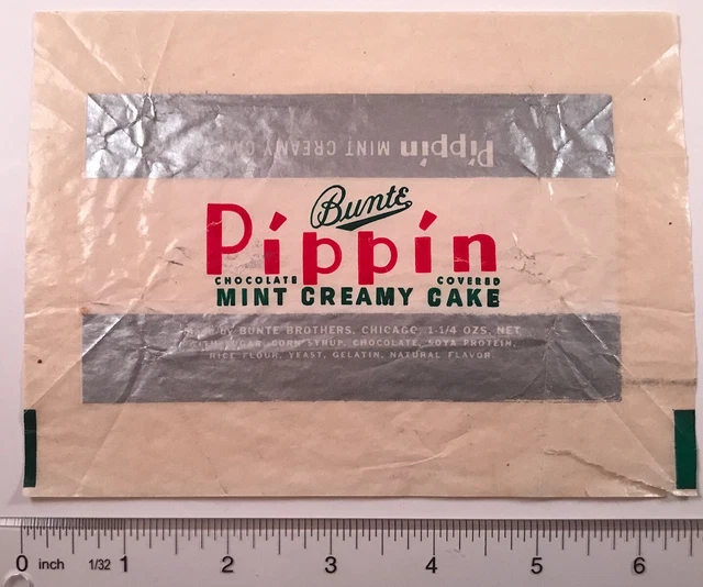 OLD VINTAGE PIPPIN Bunte Cake CANDY BAR WRAPPER kid's food chocolate £