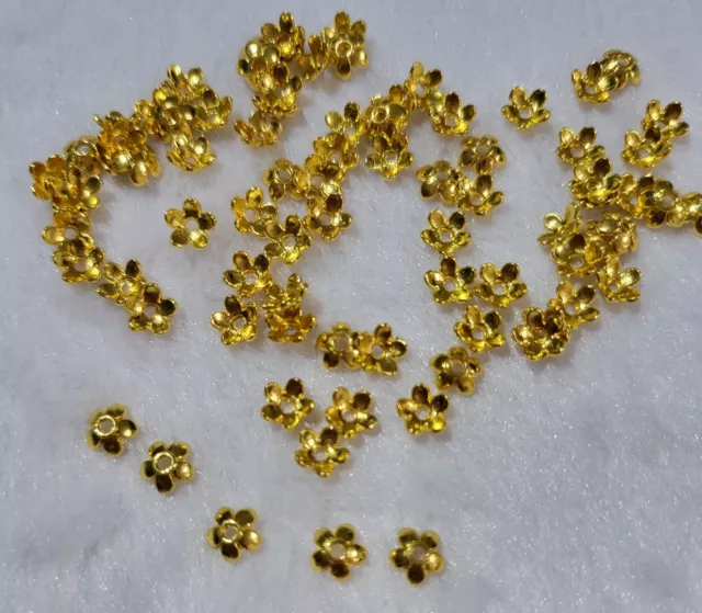 Beautiful Bead 6mm Gold Tone Flower Bead Caps for Jewelry Making (About 500pcs) (6mm, Gold)